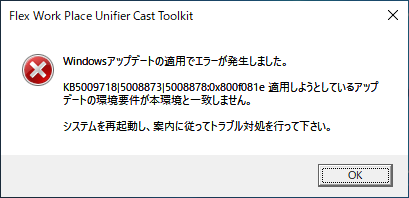 .NET Frmework 適用時のエラー画面